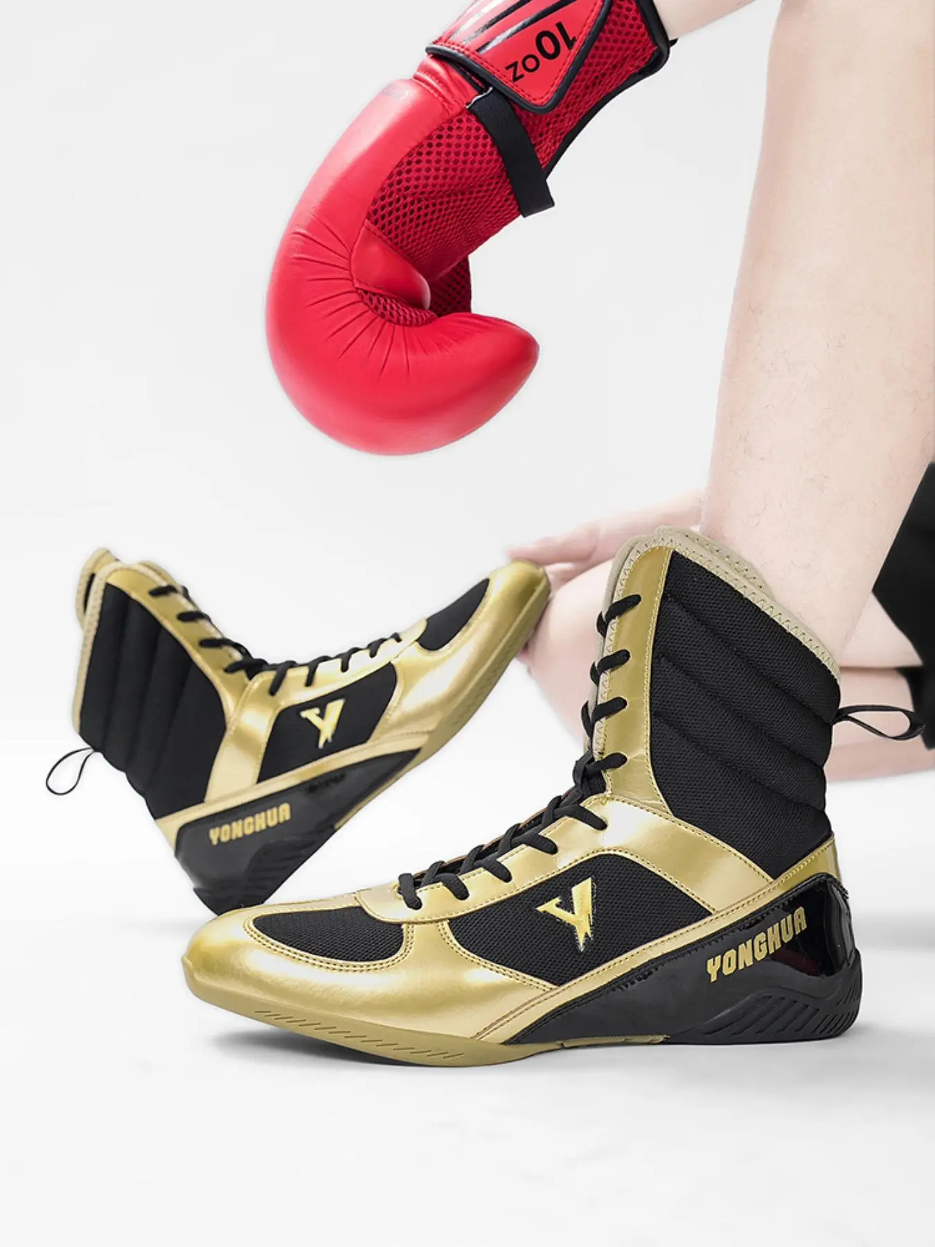 Men's Boxing Training Shoes, Non-slip Wear-resistant Boxing Shoes, Trendy Fashionable Sports Shoes for Boxing & Wrestling Training