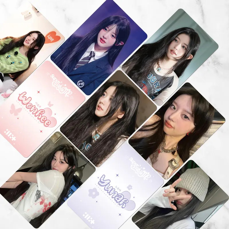 Thẻ Lomo Laser 3d, ILLIT, 50-55 cái / hộp, Thẻ ảnh Album SUPER REAL ME, WONHEE Solo, YUNAH, MINJU, MOKA, IROHA, Bưu thiếp 3d, Đang Giảm Giá, JY 3