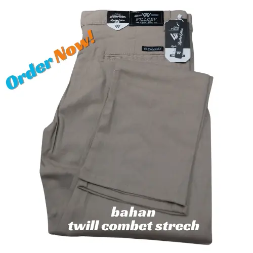 CELANA CHINOS PANJANG SLIMFIT BAHAN TWILL COMBET STRETCH MELAR Nyaman Skinny Pria Hitam Distro Dewasa Cowok Kantor Kerja Formal 5