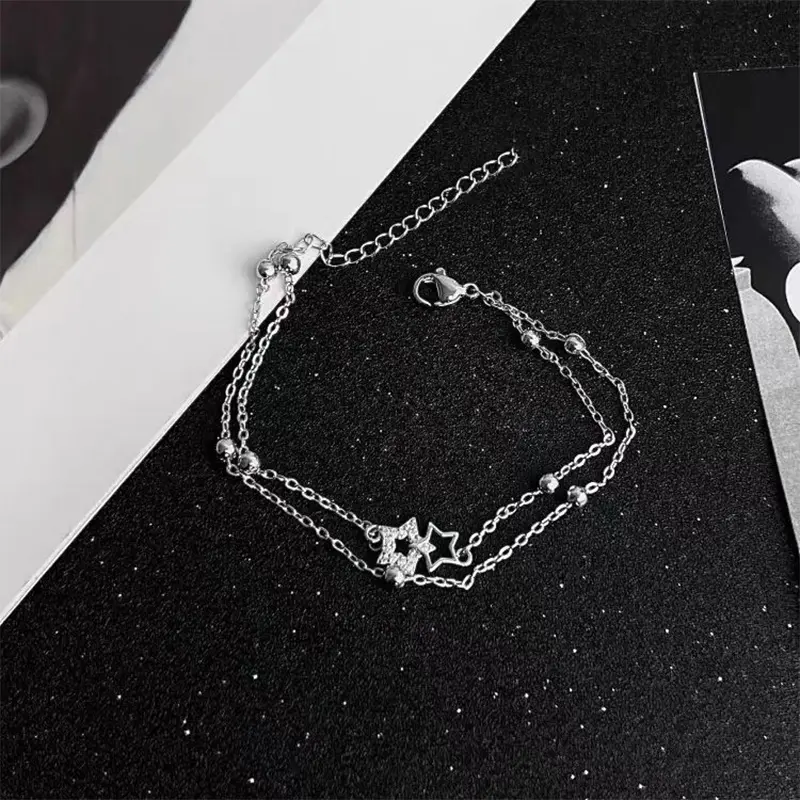 【Bailliff】สร้อยข้อมือท้องฟ้าเต็มไปด้วยดวงดาวสองชั้นผู้หญิงแสงหรูหราสร้อยข้อมือเฉพาะสร้อยข้อมือหวานประณีต