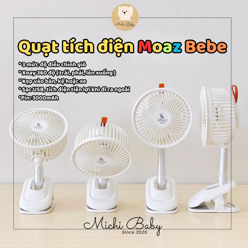  Quạt Sạc Tích Điện Moaz Mini Xoay 360 Độ 3000mAh MB063 Bảo Hành Chính Hãng 12 Tháng - Michi Baby MC319 Mobile Phụ Kiện 