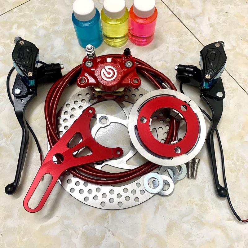 tặng dầu Combo phanh đĩa sau xe điện + kèm tay phanh bình dầu liền gắn mọi dòng xe tặng dầu khi mua kèm tay phanh tặng ốc và long đen Phụ Tùng