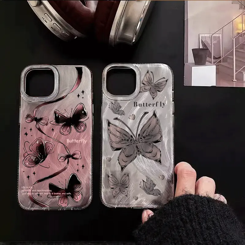 Stained Fluttering Butterfly Casing hp Samsung A16 A06 A55 A35 A54 A05S A05 A15 A14 A13 A52 A04S A03S A02S A04E A03 A10 A10S A11 A12 A20 A30 A20S M11 M12 M13 M23 Laser Case 3