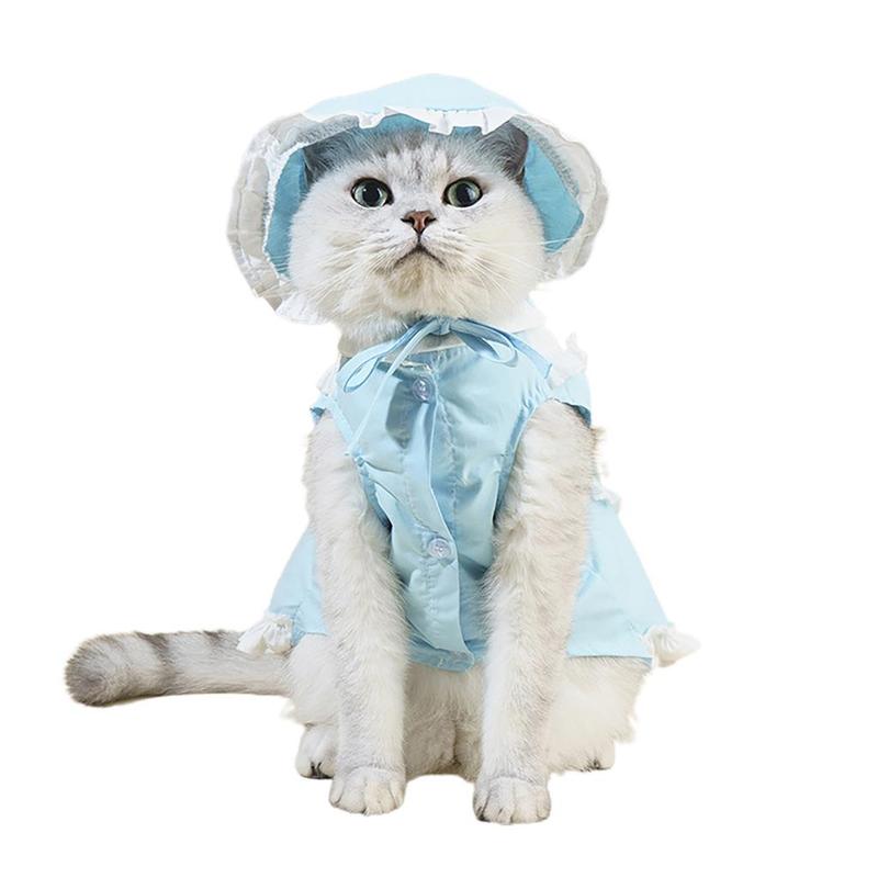 Rhoudve Cat Maid Outfit Ruffled Hem Button Closure Cute Cat Dog ...