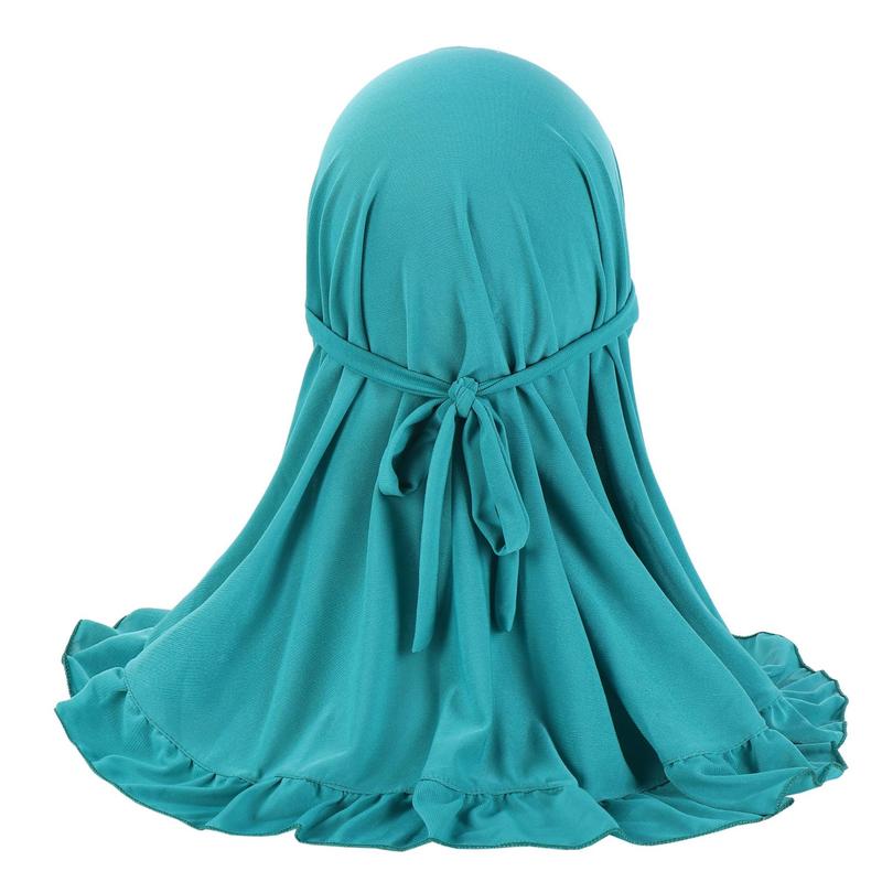 Product Introduction of Hat with Pleated Hem, Ruffled Edges, Lace Trim, Little Girl Children's Headscarf, Malay Scarf H364 6