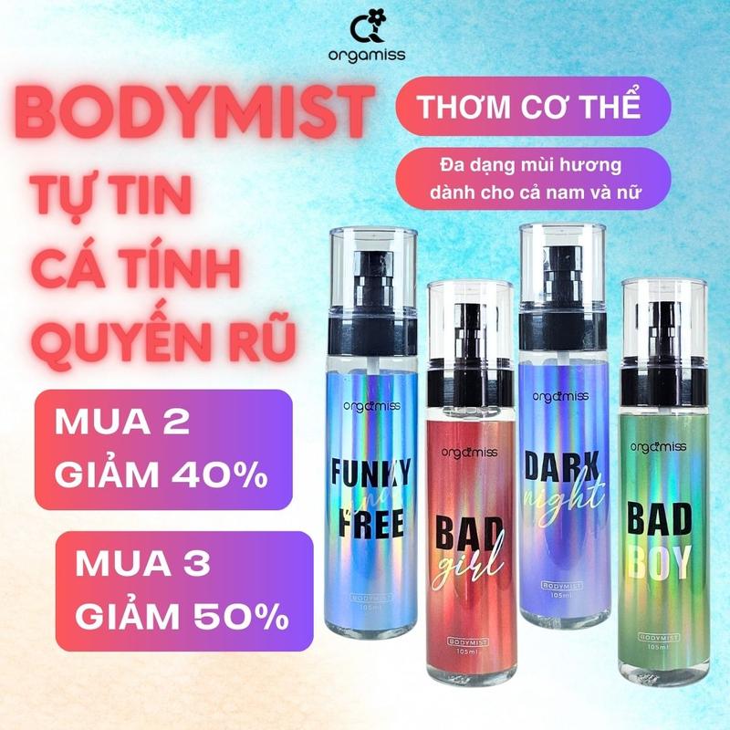 [MUA 3 GIẢM 50%, MUA 2 GIẢM 40%] Body Mist ORGAMISS Nước Hoa Toàn Thân Nam Nữ, Đi Học, Đi Chơi Hẹn Hò Lưu Hương Tốt Perfume Cosmetic Women Mỹ Phẩm Chai Xịt 30ml - 105ml Xịt Thơm