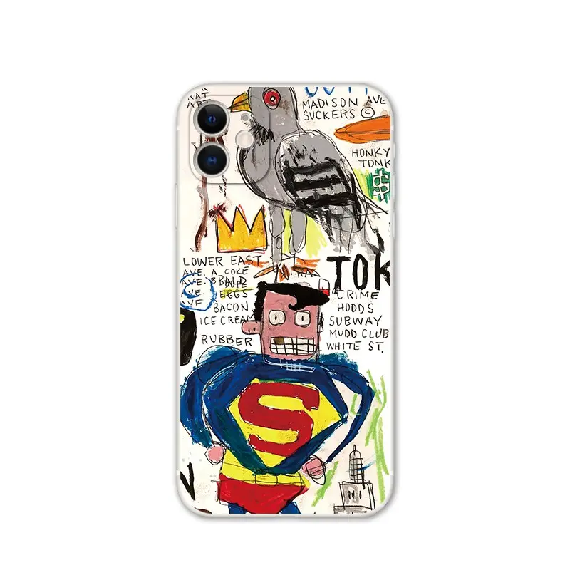Soft Case Tpu Motif Graffiti Superman Untuk compatible for iP 11 13 Pro Max X Xr Xs Max 5s Se2 6s 7 8 Plus 12 Mini 14 Pro Max Cover Handphone Lentur Softcase Casing 0