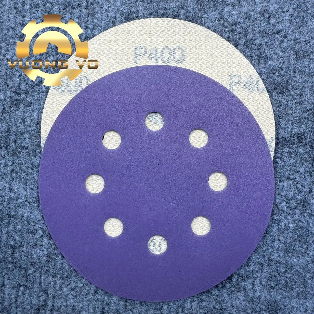 Giấy nhám tròn-nhám tròn đế lông-nhám tròn ceramic màu tím kích thước 5" (125mm) 8 lỗ giấy  nhám