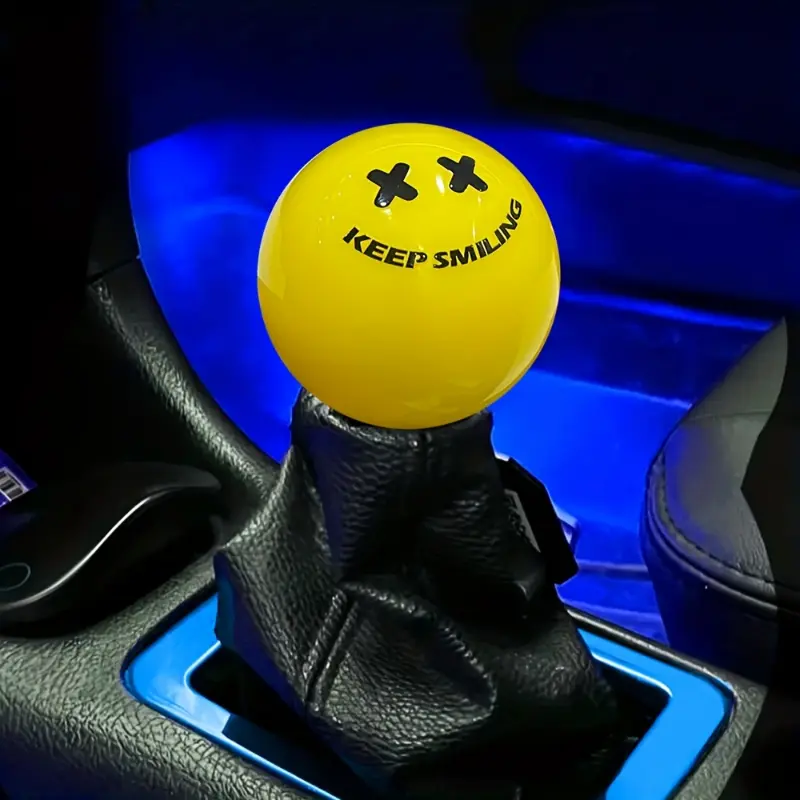JDM Car Gear Shift Knob - Yellow joyful Face Design, Acrylic Material, Fits Most Manual Transmission Vehicles, Includes Adapter for Easy Installation, Car Interior Upgrade | Cheerful Car Accessory | Acrylic Gear Knob 3