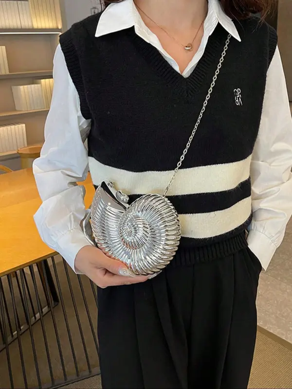 Women's Elegant Conch Design Evening Bag, Western Purse, Exquisite Trendy Shoulder Bag, Fashionable Crossbody Bag for Party Decoration 4