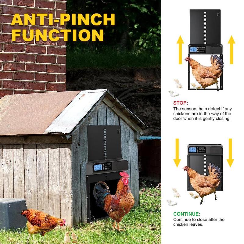 Automatic Chicken Cage Door, Waterproof Chicken Cage Door with Timer Device, Chicken Cage Accessory for Farm 3