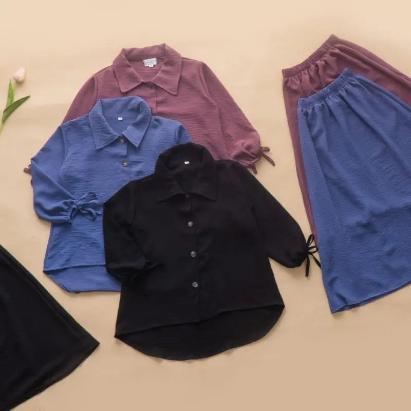 ONE SET SAVANA 1 - 10 TAHUN KEMEJA OVERSIZE MIX ROK / SETELAN ROK ANAK PEREMPUAN CRINCLE PREMIUM 3