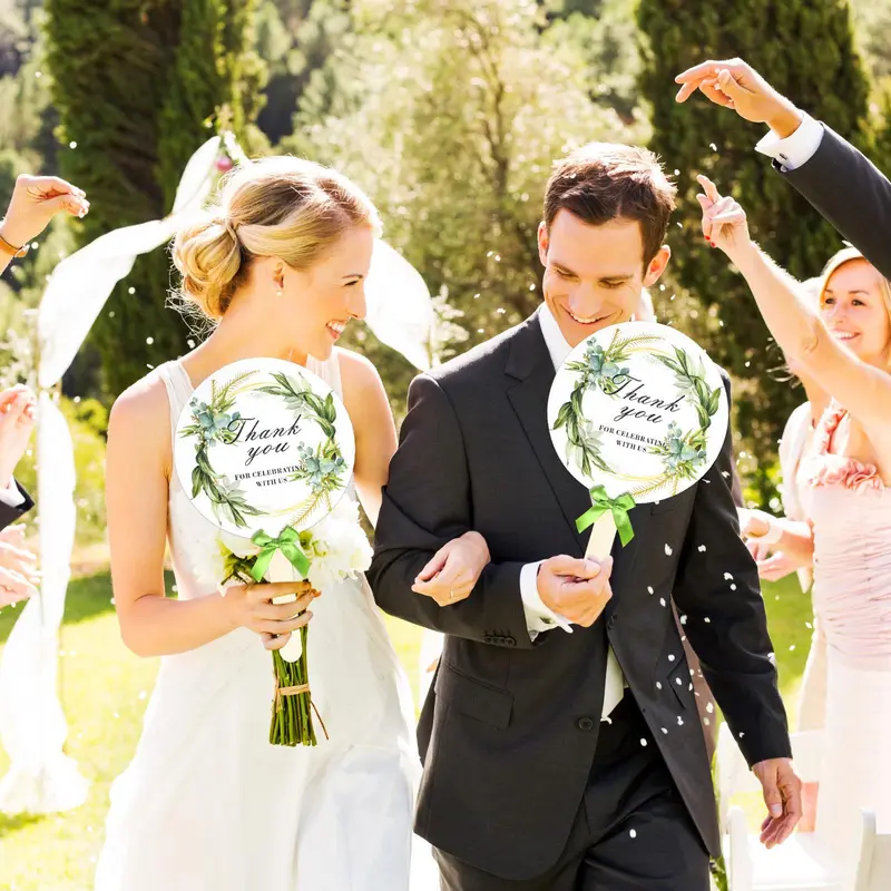 Wedding Hand Fan, 10 Sets DIY Handheld Wedding Souvenir Fan, Gift for Bridesmaids, Gift Supplies for Wedding Ceremony, Decor 4