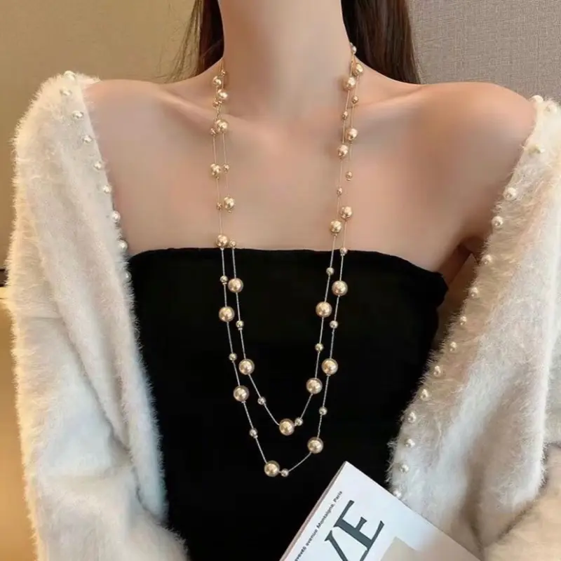 Ori Gold _02 Dây chuyền choker đính ngọ c nhiều hạt dáng dài phong cách hàn quốc (015) 4