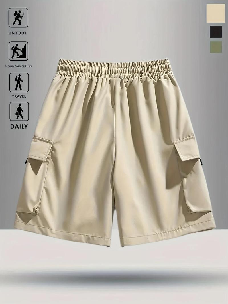 Product Introduction of Men's Solid Flap Pocket Cargo Shorts, Regular Fit Casual Fashion Comfy Shorts for Summer, Men's Bottoms for Daily Wear 8