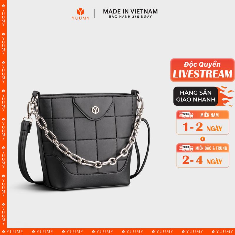 (Độc Quyền Livestream) Túi Yuumy (Thời trang nữ họa tiết hình vuông - Túi đeo chéo da Seasand YN193