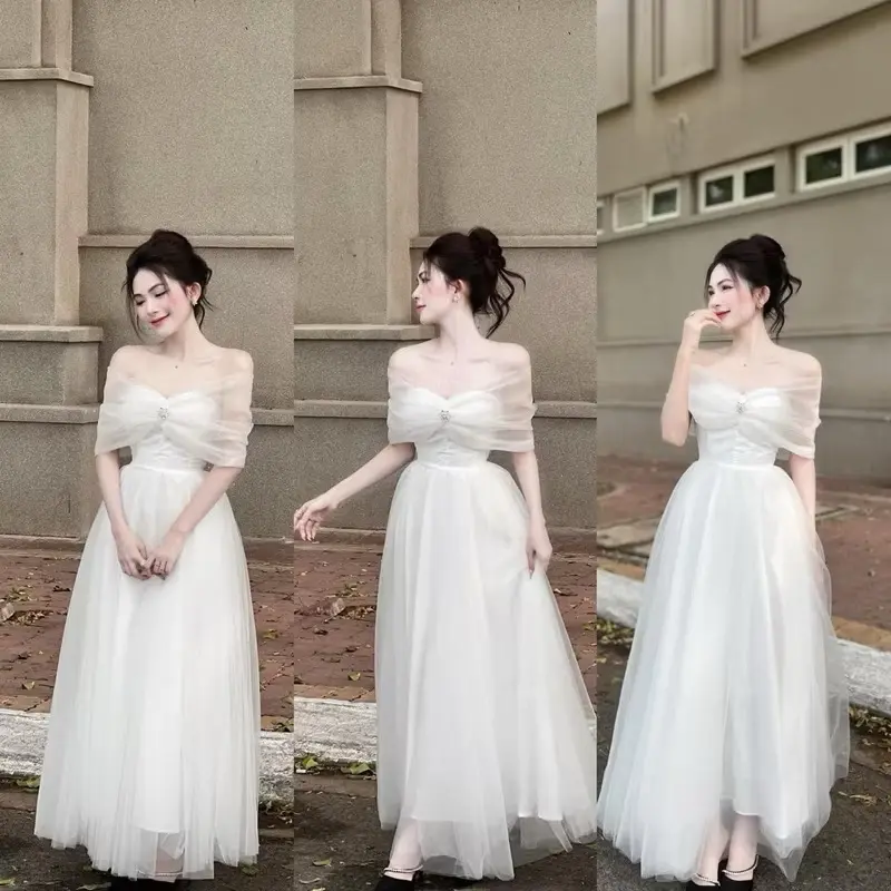 Đầm lưới hồng.trắng công chúa đi tiệc siêu xinh