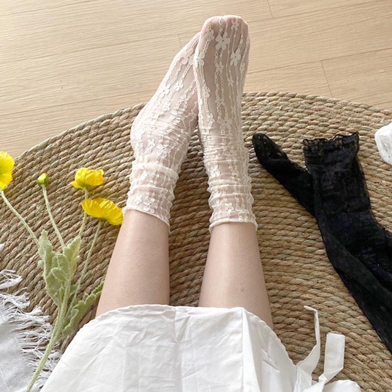 🌈FREE SHIP🌈Tất vớ lolita ren lụa kiểu dáng tiểu thư phối được nhiều oufit vintage retro Pháp coquette tất nữ cute Kichi Shoes ̂́ 8
