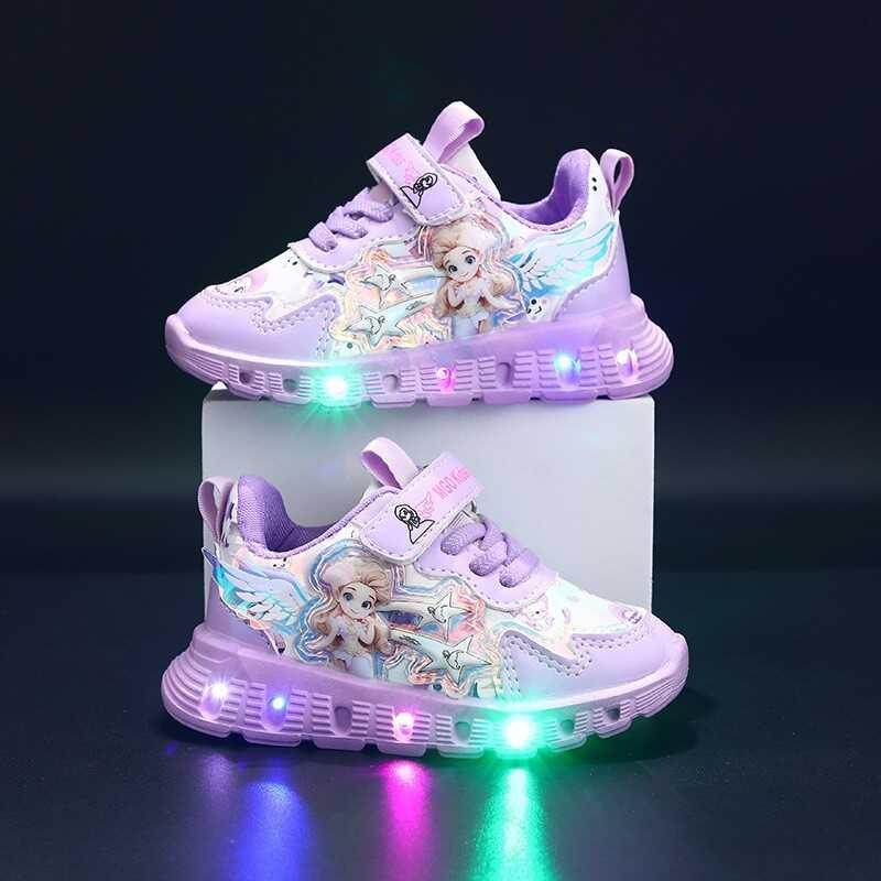 Product Introduction of Light Up Spring and Autumn New Single Girls' Sports Baby Casual Little Girls Lightweight Princess Shoes 11