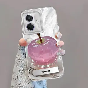 Untuk OPPO A3X Kasing ponsel braket tanpa batas bunga transparan-WBK