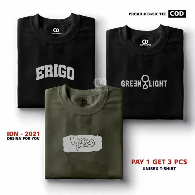 BUY 1 GET 3 PCS Outfit Distro Kaos Lengan Pendek Kaos Pria Wanita ...