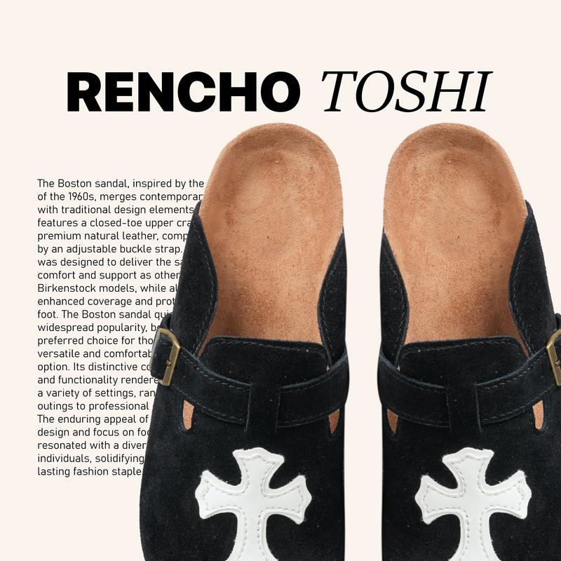 RENCHO TOSHI PREMIUM dép nam nữ da bít mũi  DA BÒ NGUYÊN TẤM đế trấu định hình lòng bàn chân