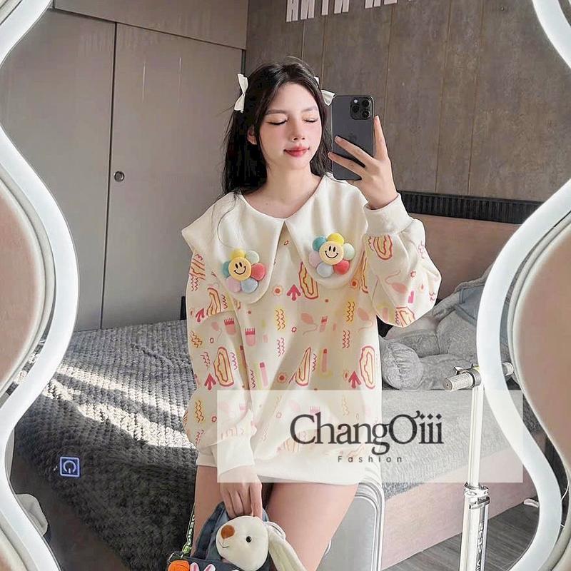 Áo nỉ cổ polo bông hoa nổi cao cấp độc lạ nàng thơ Chang Ơiii- áo Tết 2024 cho nữ, áo didika Women Hoodie