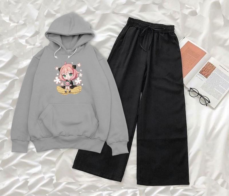 Product Introduction of Setelan Sweater Hoodie FORGER Wanita dan Remaja/Setelan baju sweater dan celana kulot/Setelan anak remaja dewasa kekinian/BISA COD Standar Kulot Panjang 6