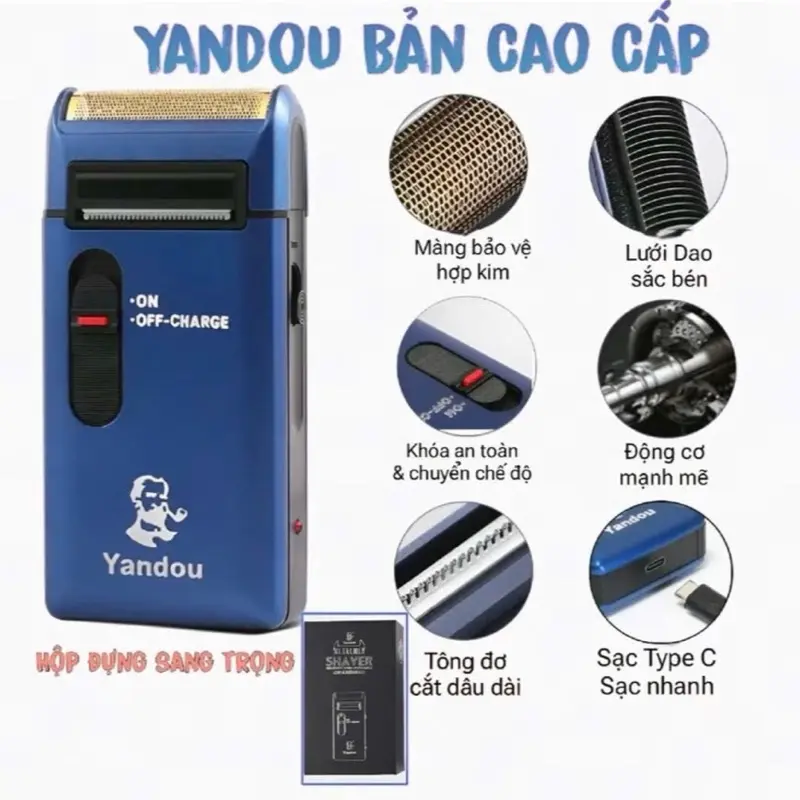 Máy cạo khô điện YANDOU 312 (màu xanh) phiên bản cao cấp
