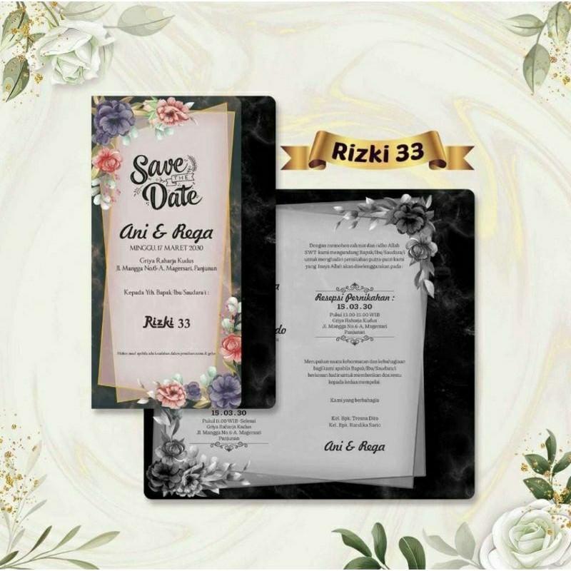 Undangan Pernikahan Kekinian RIZKI 33 Elegan Modern Paket Lengkap 100 PCS Gratis Label & Plastik - JanjiKita | Default