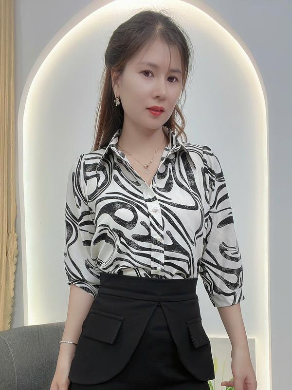 SM22- ÁO SƠMI HỌA TIẾT TAY LỠ ĐƠN GIẢN TRẺ TRUNG 1