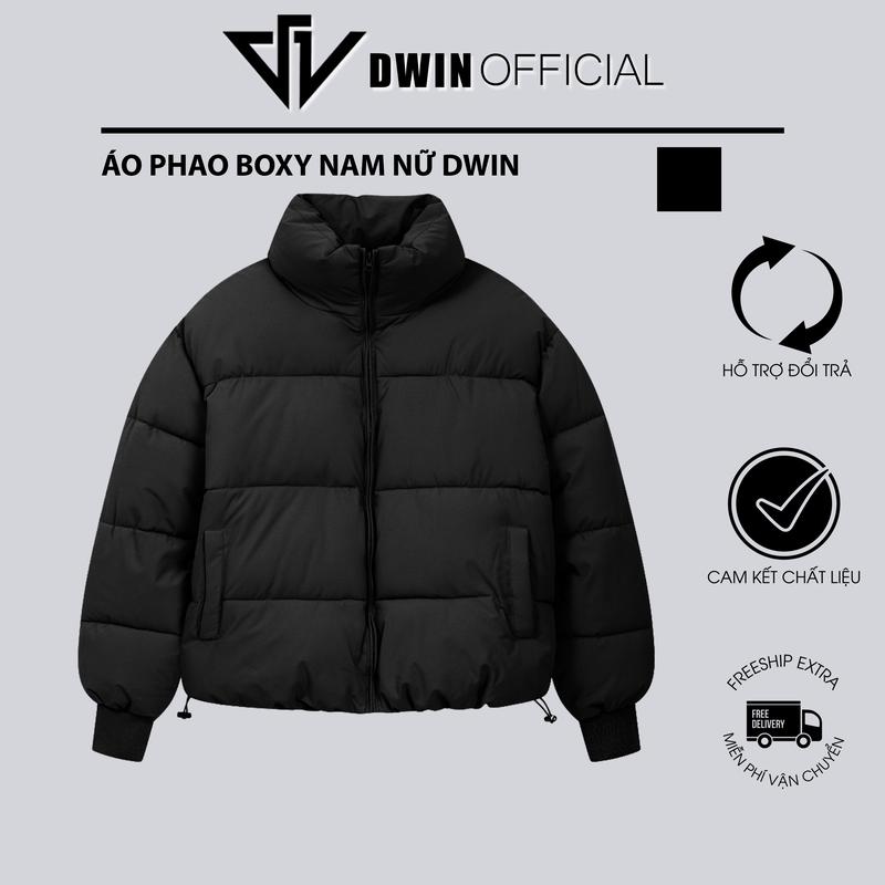 Áo khoác phao boxy nam nữ DWIN local brand dáng lửng cổ cao unisex trần bông dày dặn siêu ấm