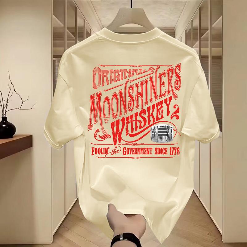 Áo Thun Ngắn Tay Dáng Rộng Thiết Kế Chữ Cái Nguyên Bản, Dành Cho Nam Giới, Đơn Giản