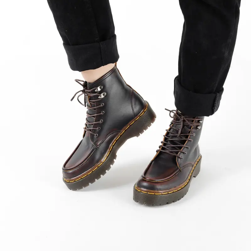 Sepatu Docmart Wanita Boots Kulit Bros Up Hitam Shoes sepatukarnaval cewek 1