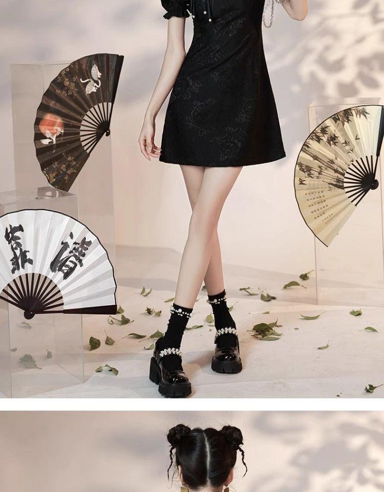 Product Introduction of Black Cheongsam New Summer Improvement Young New Chinese Style Small Girl Dress Lace Short Casual Womenswear 16