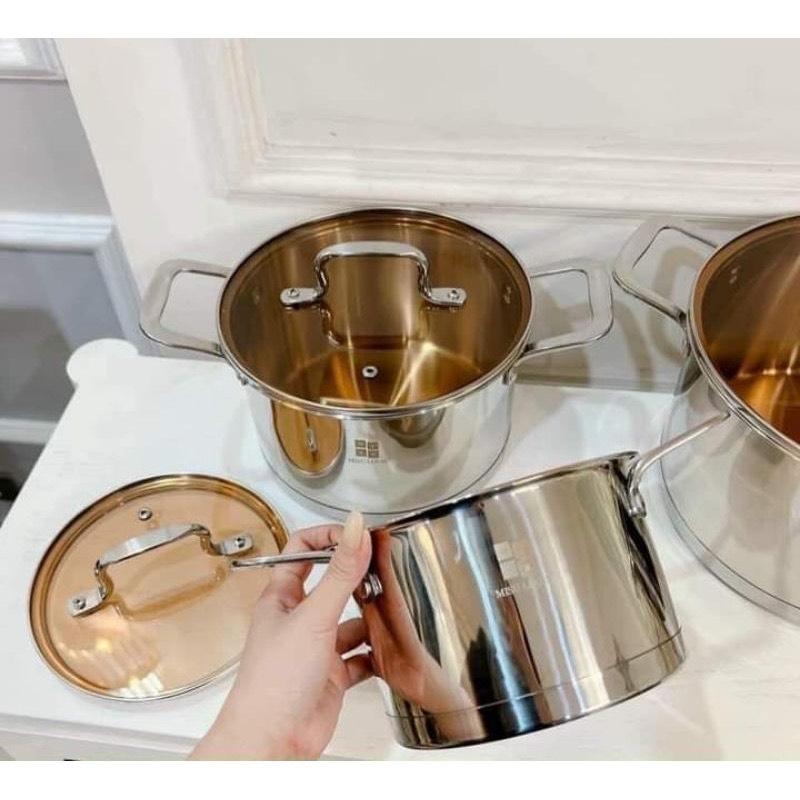 Tách lẻ Bộ Nồi cao cấp Misu louis 3 Món Inox (MISU ĐEN)Đáy Liền Nguyên Khối 5 Đáy, Sử Dụng Mọi Loại Bếp 3