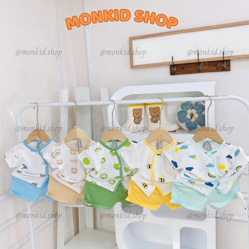 [MỚI] Combo 5 Bộ Cộc Tay Bảng Màu TT Chất Thun Lạnh Mềm Mịn Mát Cho Bé Trai, Bé Gái Sơ Sinh 0-9 Tháng