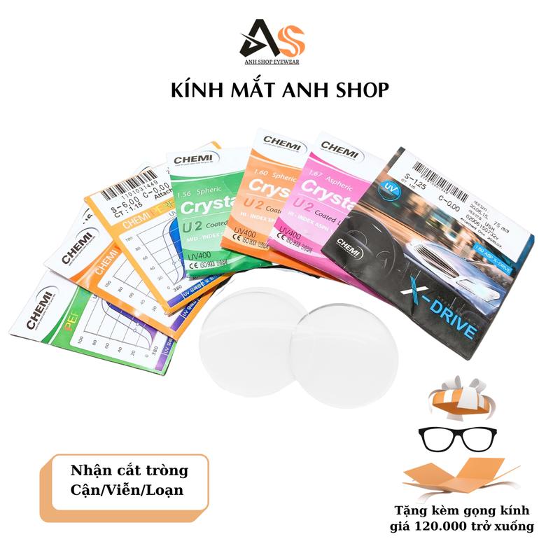  Tròng kính Chemi chống tia uv ánh sáng xanh nhận cắt độ theo yêu cầu Mắt Kính   Kính Mắt 