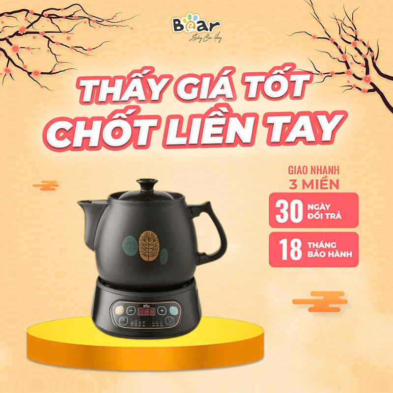 Ấm sắc thuốc Bear 3.5L Tiếng Việt bảo hành 18 tháng SB-AST35 - Ấm sắc thuốc Bắc bằng điện Bear, Ấm sắc thuốc tự động, Bình nấu chè - Ấm Đun Đun Nước Bình Đun Nước Đun Siêu Tốc