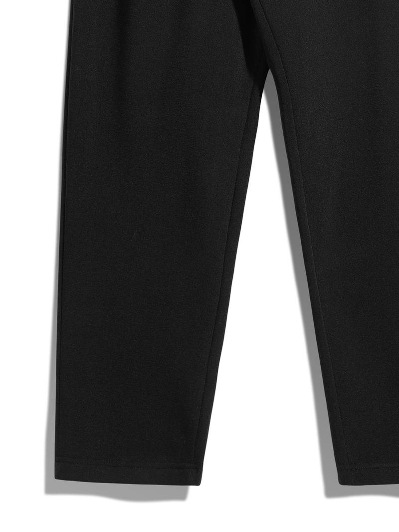 Product Introduction of Men's Solid Thermal Lined Drawstring Waist Pants, Casual Comfy Regular Fit Straight Leg Trousers for Fall & Winter, Men's Bottoms for Daily Wear 5