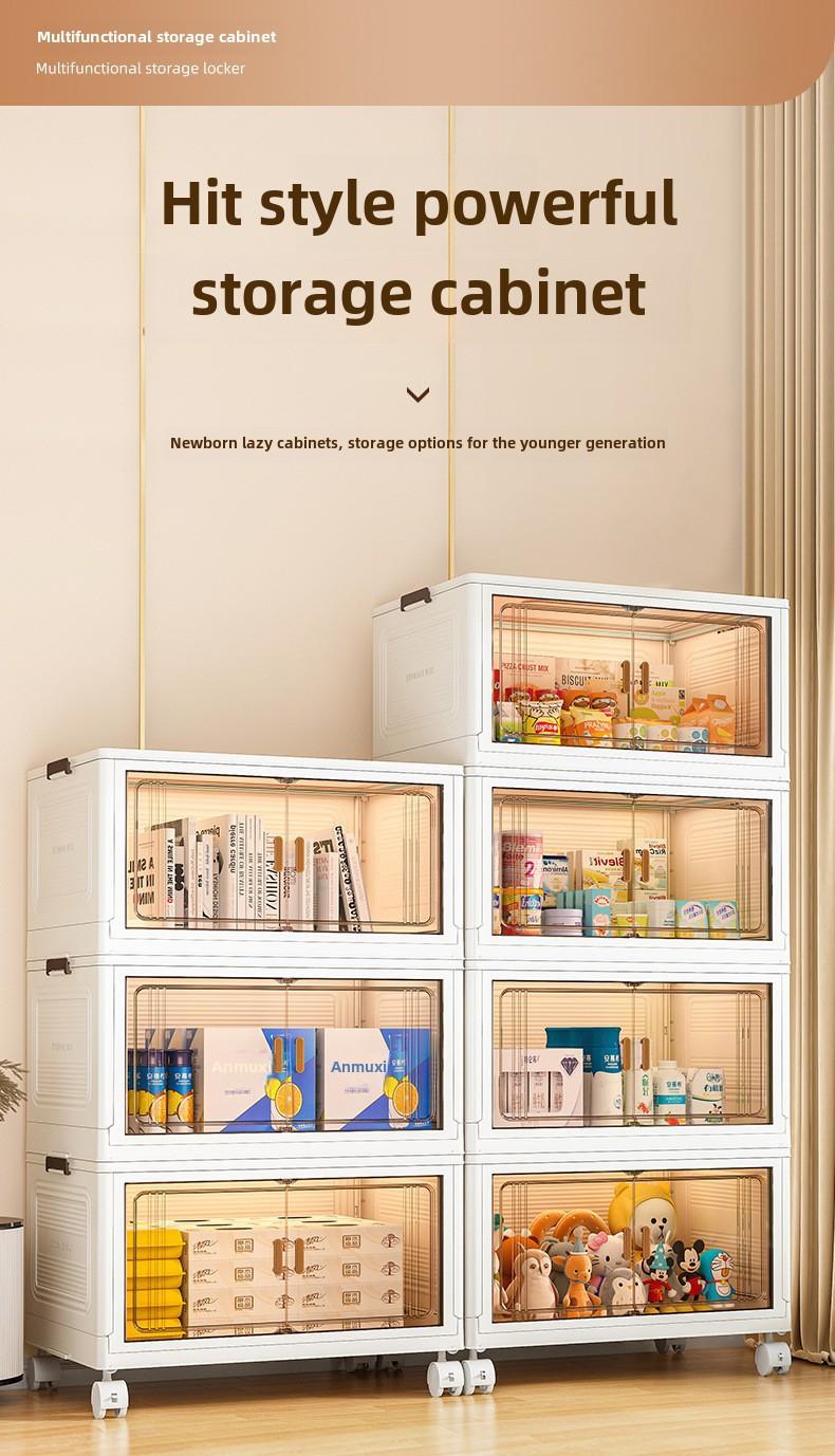 Product Introduction of Storage Cabinet Foldable Wholesale Children's Clothes Storage Cabinet Double Door Home Organizer Cabinet Household Bedroom Wardrobe Easy to Use, Convenient and Easy to Use box  leather 0