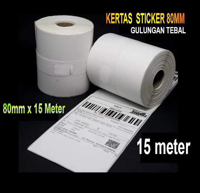 SMARTCOM -  Kertas Stiker Label Printer Thermal 80x50mm Continuous 80 x 15 Meter 3