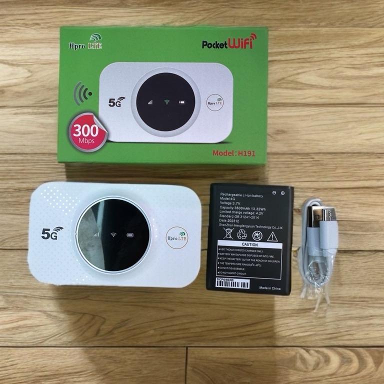 Bộ phát wifi từ sim 4G/5G Hpro LTE H191 /TLC MW 42L1 tốc độ cao 300Mbps - pin 12h kết nối 10 thiết bị (trắng ) bảo hành 6 tháng