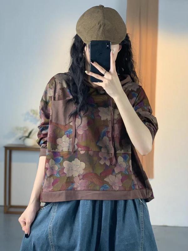 Áo Tay Dài Họa Tiết Hoa 3D Túi Ngực Dáng Rộng Phong Cách Cá Tính Cho Nữ 6062 [M.A.I STYLE] 2