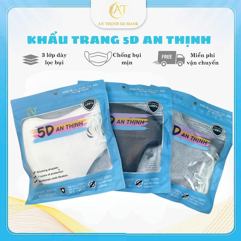 [Túi 20] 200/400 CHIẾC Khẩu trang y tế 5D An Thịnh 3 lớp - Kháng Khuẩn
