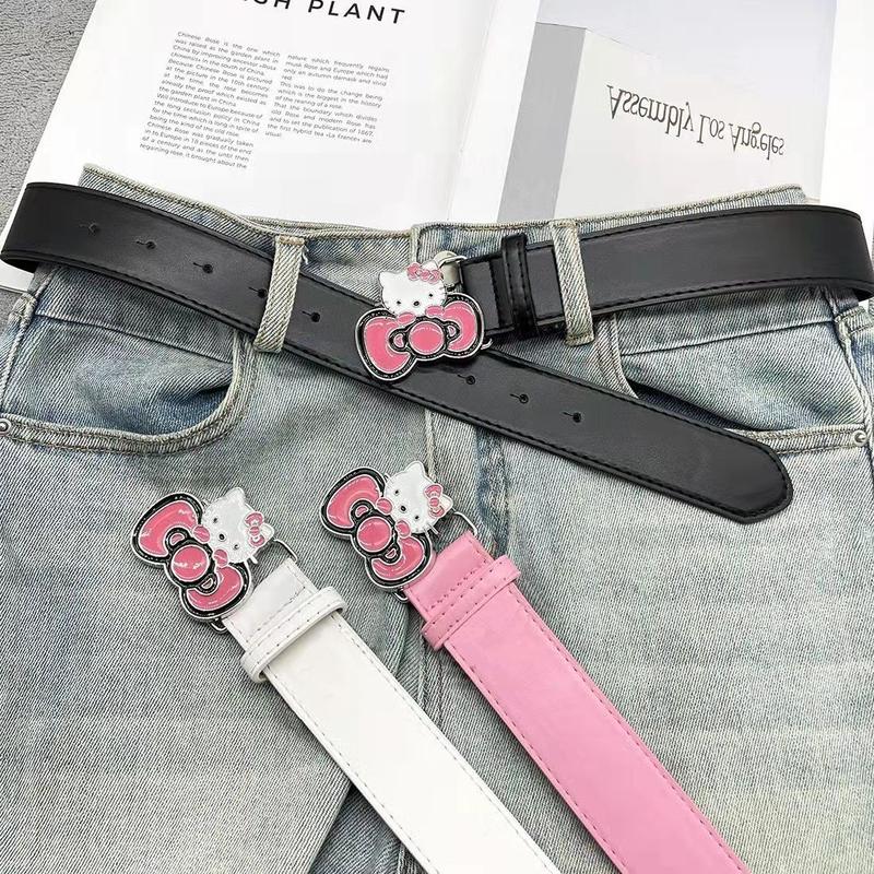 Thắt Lưng Đầu Mèo Hello Kitty, Màu Hồng KT, Đính Đá, Phong Cách Cô Gái Nóng Bỏng Thiên Niên Kỷ Y2K, Thắt Lưng Quần Dễ Phối Đồ Phụ Kiện Denim, Thích Hợp Cho Quần Dễ Phối Đồ [Thanh Toán Khi Nhận Hàng] thắt  lưng  da  bò  nam Thắt lưng nam Áo Somi Tay mặt  t