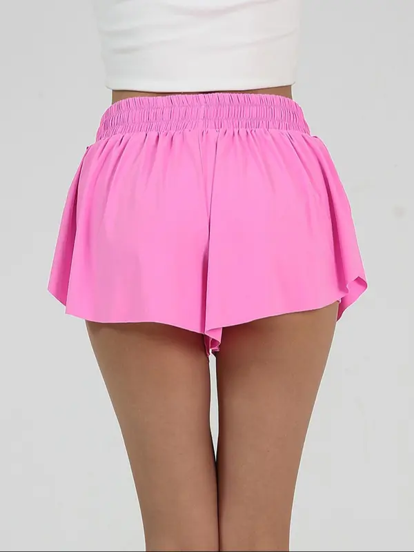 Women's Solid Color Ruffle Trim Sports Skort, Casual Comfy Breathable High Waist Built-in Shorts Skort for Tennis Golf Workout Running, Ladies Sportswear for Summer 8