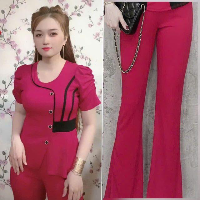 Product Introduction of Set bộ quần dài ống loe vải thun tăm lạnh mềm mịn mát mẻ 10
