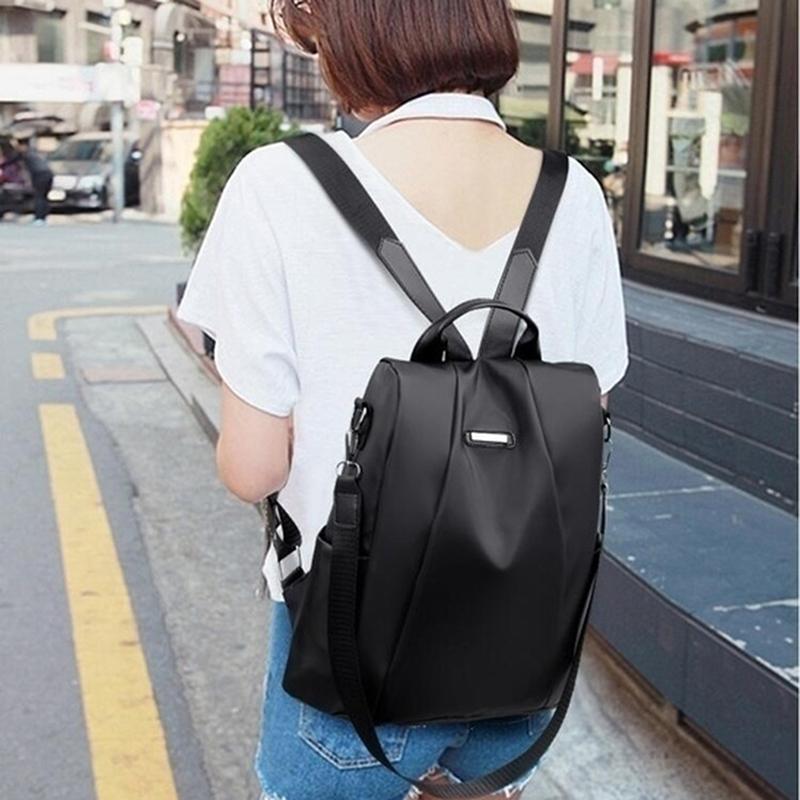 Women's Backpack Casual Nylon Solid Color School Single Shoulder Bag Female Fashion Detachable Strap Large Capacity Backpacks 3
