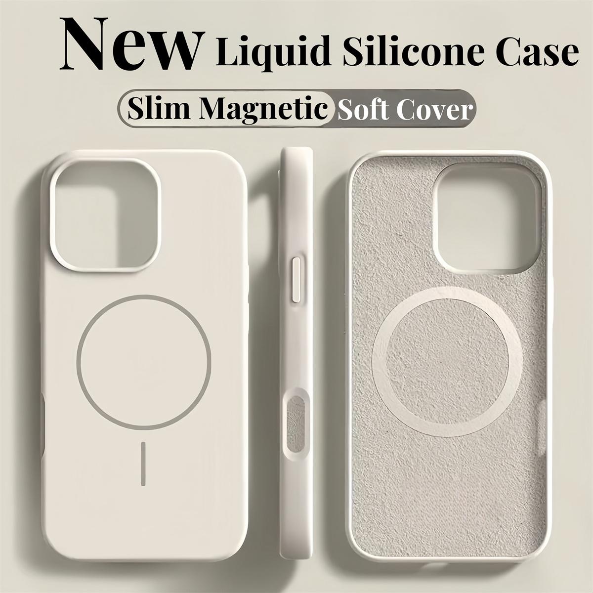 New Color Liquid Silicone Magnetic Phone Case For iPhone 16 Plus 15 14 13 11 12 16 Pro Max Anti Fingerprint Wireless Charging Soft Cover Shockproof